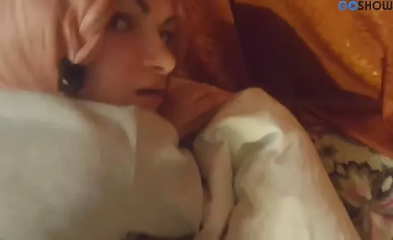 Sweet Charmer Teases with Pink Wig and Hard Nipples