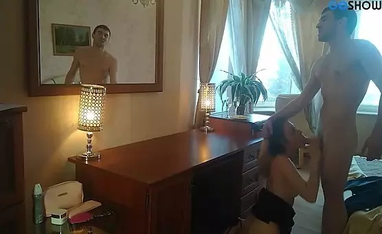 Spreading Her Blonde Lips